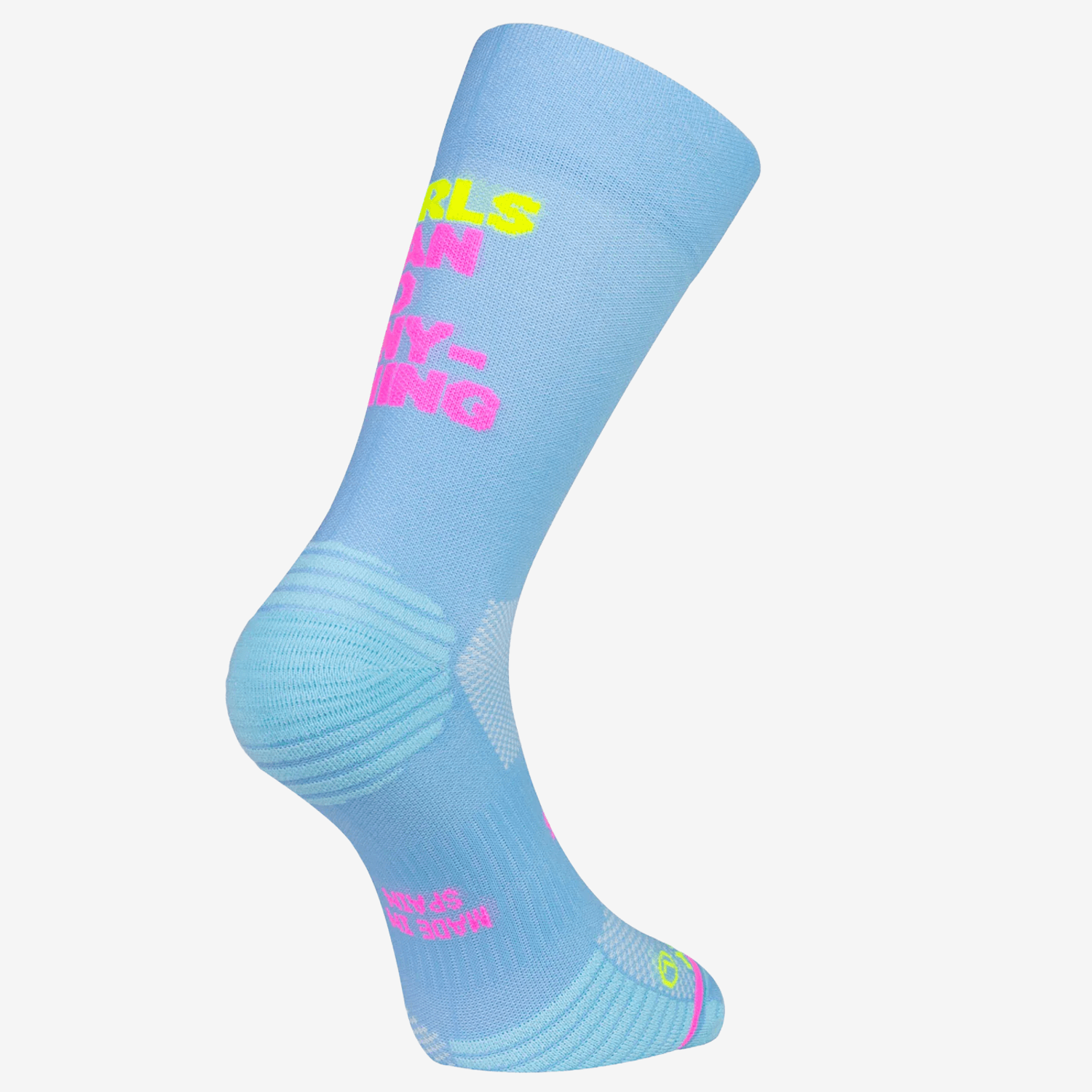 Girls Can Do Anything-løpesokker med kompresjon, COOLMAX® og statement-stil. Teknisk komfort, tydelig attitude.